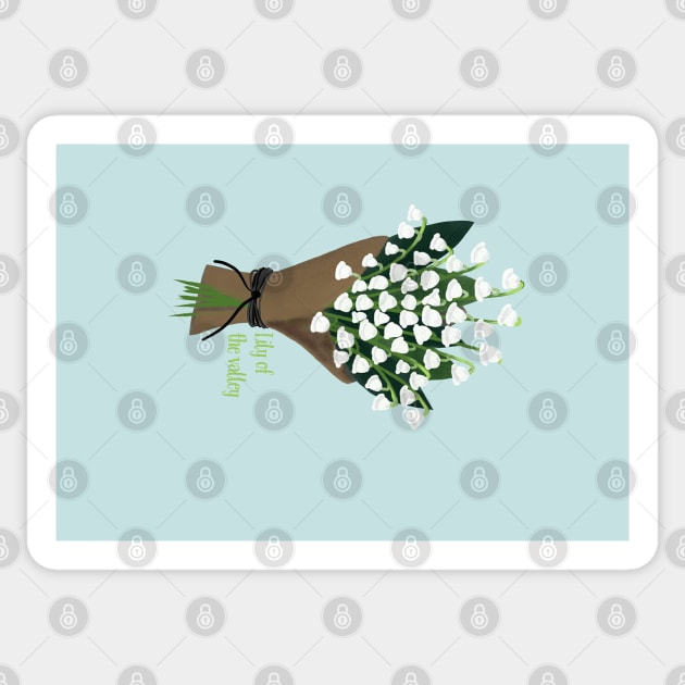 Lily-of-the-valley Bouquet in brown paper wrapping Sticker by Peleegirl